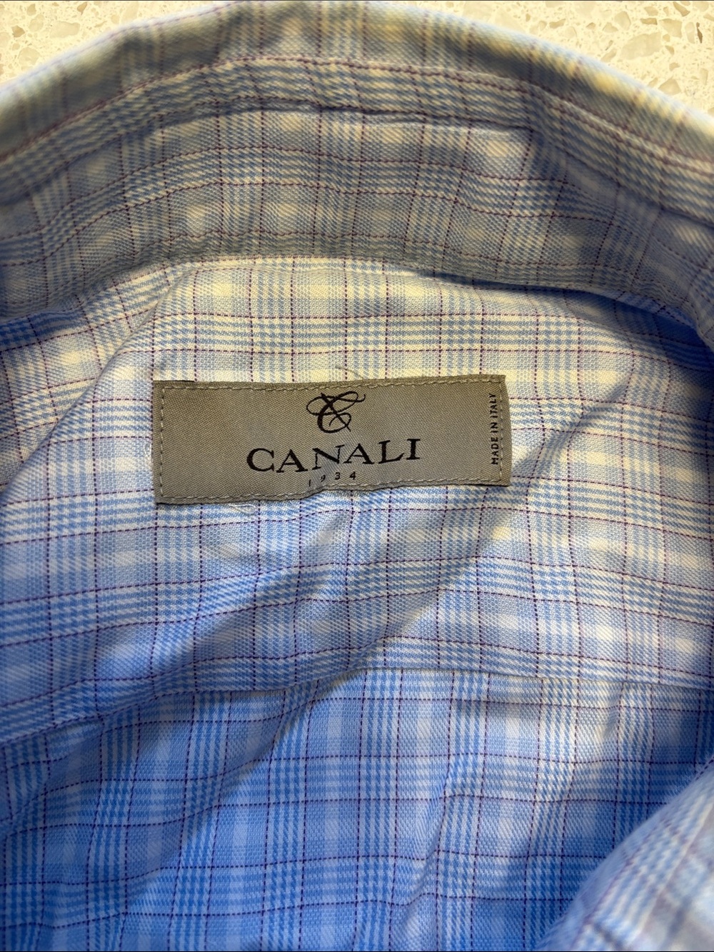 Canali Blue Plaid Men's Dress Shirt